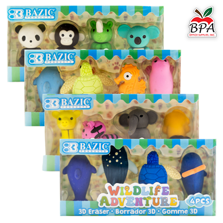 Bazic • Set de gomas de borrar "Wildlife Adventures"